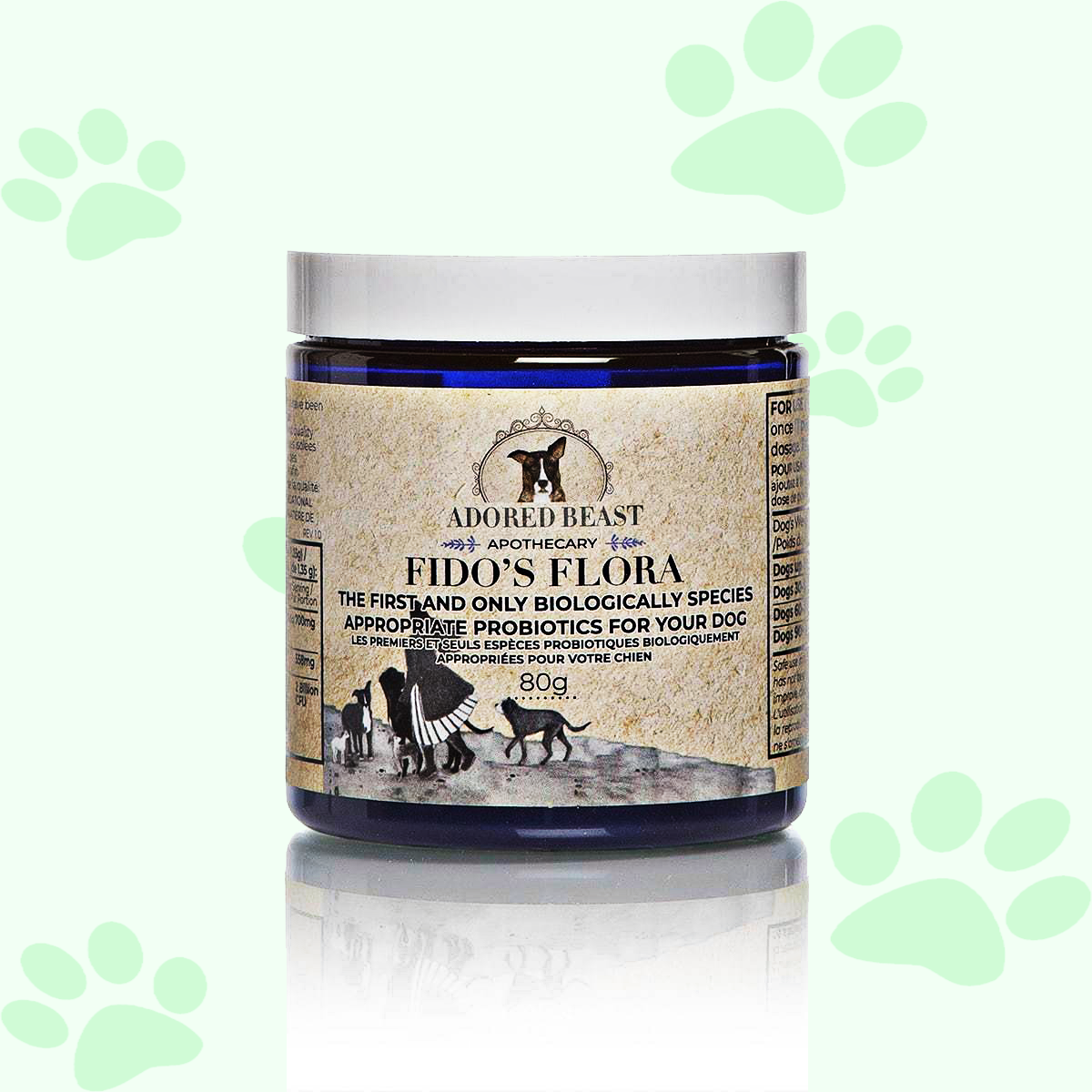 Adored Beast Fido's Flora | Species Appropriate Probiotic 80g - biosenseclinic.ca