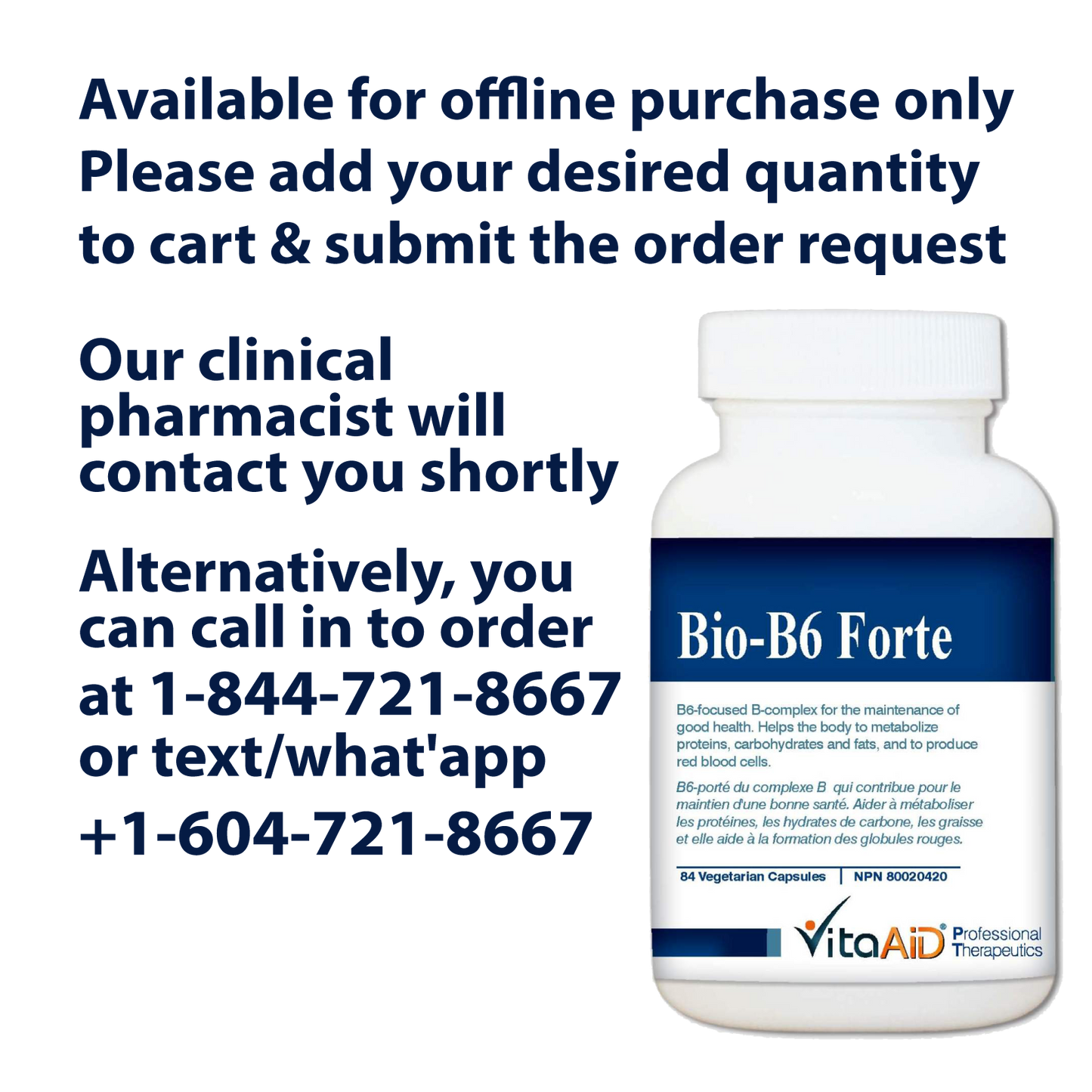 VitaAid Bio-B6 Forte - BiosenseClinic.ca
