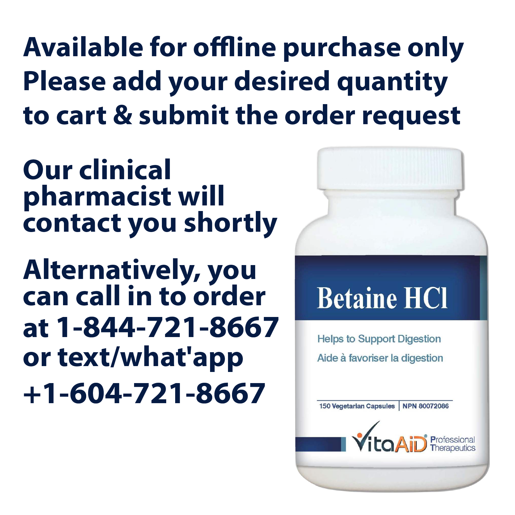 VitaAid Betaine HCL - BiosenseClinic.ca