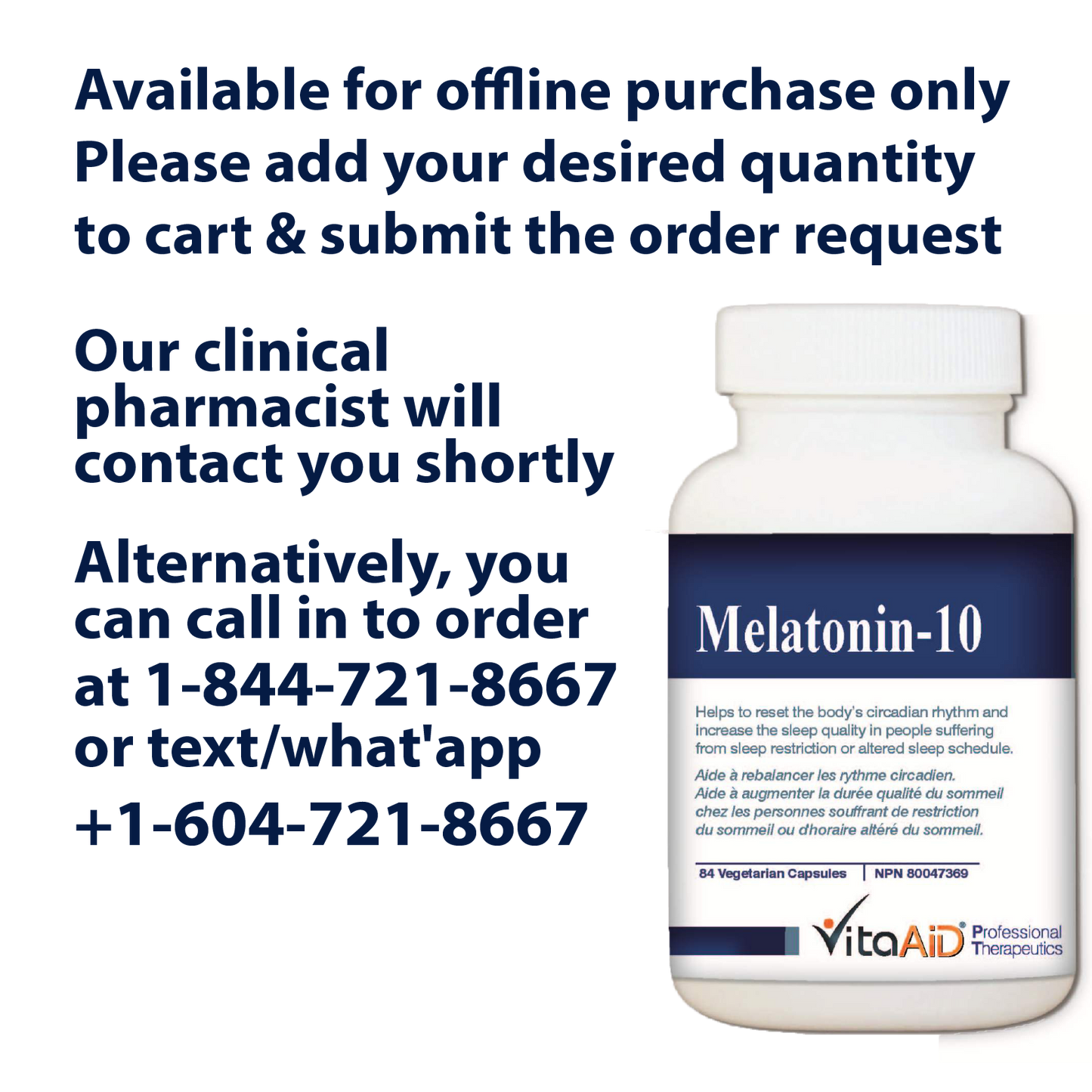 VitaAid Melatonin-10 - BiosenseClinic.ca